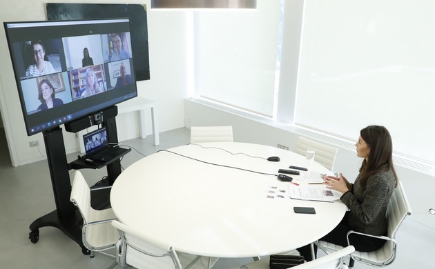 Desarrollo de la videoconferencia de la Reina con los responsables de FIAPAS