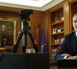 Don Felipe durante su participación en la videoconferencia