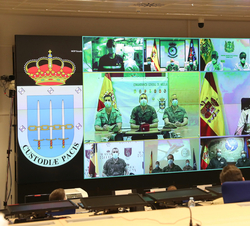 Vista de las unidades participantes en la videoconferencia con motivo del Día de las Fuerzas Armadas
