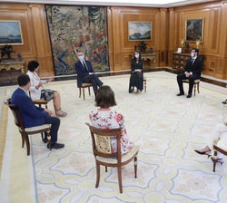 Vista general de la audiencia de Sus Majestades los Reyes con un grupo de estartaperos (fundadores de “start-ups” y emprendedores emergent