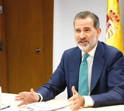 Su Majestad el Rey durante su intervención en la Comisión Plenaria de la Red de Destinos Turísticos Inteligentes