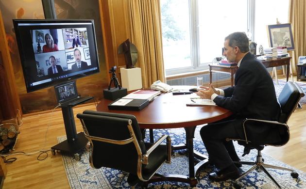 Su Majestad el Rey mantiene una videoconferencia con una representación de Alianza de la Sanidad Privada Española - ASPE