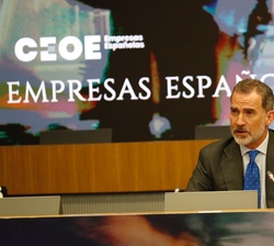 El Rey durante su intervención en el Foro "Empresas españolas liderando el futuro"