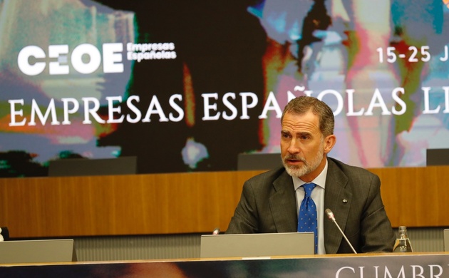 El Rey durante su intervención en el Foro "Empresas españolas liderando el futuro"