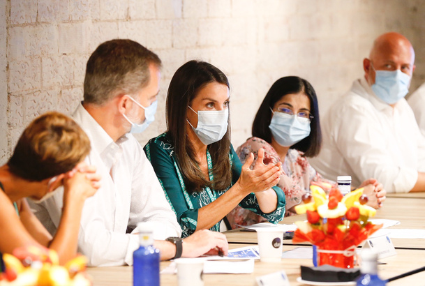 Doña Letizia durante la reunión de trabajo