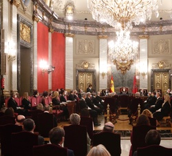 Vista general del Salón de Plenos del Tribunal Supremo, con Su Majestad el Rey presidiendo el acto de apertural del Año Judicial 2020/2021