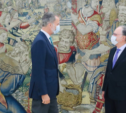 Su Majestad el Rey recibe al director general de la Organización para la prohibición de las Armas Químicas, Fernando Arias González