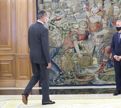 Su Majestad el Rey, a su llegada a la audiencia con el Lehendakari del Gobierno Vasco, Iñigo Urkullu Renteria