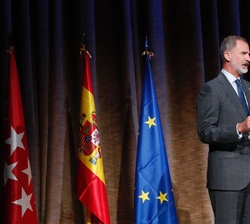 Su Majestad el Rey durante sus palabras en la apertura del curso universitario 2020/2021
