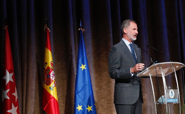 Su Majestad el Rey durante sus palabras en la apertura del curso universitario 2020/2021