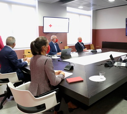 Doña Letizia preside la reunión de trabajo con Cruz Roja Española