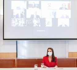 Doña Letizia durante el desarrollo de la reunión