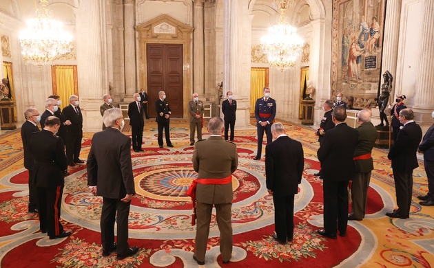 Don Felipe durante el desarrollo de la audiencia con la Comisión de la Asociación Eurodefense-España
