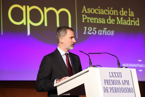 Su Majestad el Rey durante su palabras en la entrega de premios