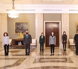 Su Majestad la Reina junto a los miembros de la Confederación Salud Mental España asistentes a la audiencia