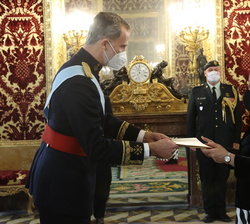 Su Majestad el Rey recibe la carta credencial de manos de Wendy Allen Drukier, Embajadora de Canadá
