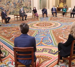Su Majestad el Rey durante la audiencia a la nueva Junta de Gobierno de la Cámara de Comercio de Estados Unidos en España, AmChamSpain