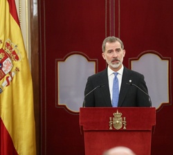 Su Majestad el Rey durante sus palabras en el acto