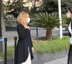 Su Majestad la Reina recibe el saludo de la presiende del Congreso de los Diputados, Meritxell Batet
