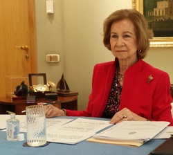 Su Majestad la Reina Doña Sofía durante la reunión de la junta de Patronos de la Escuela Superior de Música Reina Sofía