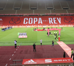 Estadio de La Cartuja,  momentos antes del inicio del partido de la final de "La Copa de S.M. el Rey" en su edición 2019/2020