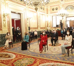 La Reina durante el acto en el Salón de los Pasos Perdidos del Congreso de los Diputados