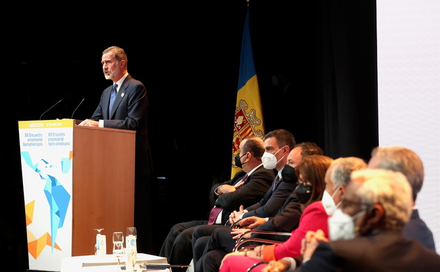 Su Majestad el Rey durante su discurso a los participantes en el XIII Encuentro Empresarial Iberoamericano
