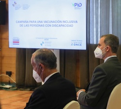 Su Majestad el Rey en un momento de la presentación de la campaña para una vacunación inclusiva de las personas con discapacidad