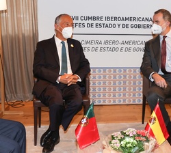 Don Felipe durante el encuentro mantenido con el presidente de la República de Portugal, Marcelo Rebelo de Sousa