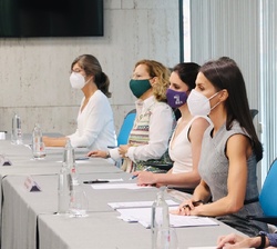 Doña Letizia durante la reunión de trabajo