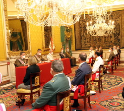 Su Majestad el Rey durante la reunión extraordinaria de la Real y Militar Orden de San Fernando