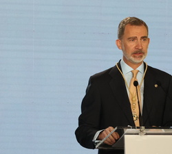 Su Majestad el Rey durante su intervención tras recibir la Medalla de Honor de Andalucía