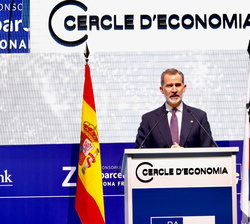 Su Majestad el Rey dirige unas palabras con motivo de la Inauguración de la XXXVI Reunión Anual del Cercle de D'Economía 2021