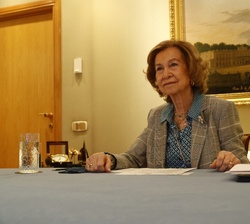 Su Majestad la Reina Doña Sofía preside la videoconferencia con la Fundación Cien con motivo del Día Mundial del ELA