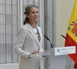 Su Alteza Real la Infanta Doña Elena durante sus palabras de felicitación a los galardonados y de agradecimiento a Patrimonio Nacional por los 30 años