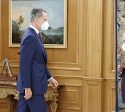 El Rey recibe el saludo del presidente del Tribunal Constitucional