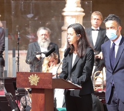 Vera y André, hijos de Jorge Sampaio, durante las ceremonias fúnebres