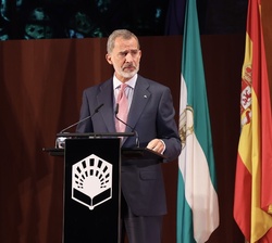 Su Majestad el Rey en un momento de su intervención con motivo de la apertura del Curso Universitario