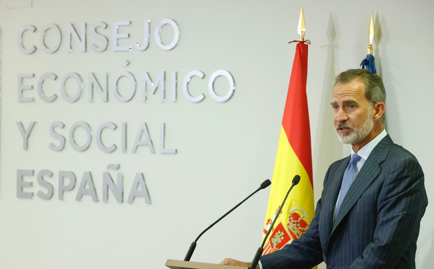 Su Majestad el Rey durante su intervención con ocasión del 30º aniversario del Consejo Económico y Social