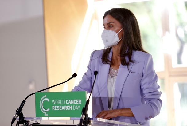 Su Majestad la Reina durante sus palabras en el acto conmemorativo digital del “Día Mundial de la investigación en Cáncer (WCRD)”