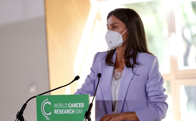 Su Majestad la Reina durante sus palabras en el acto conmemorativo digital del “Día Mundial de la investigación en Cáncer (WCRD)”