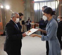 Su Majestad la Reina entrega el Premio Nacional de Tauromaquia 2019 a Don Jesús Hijosa, alcalde de Villaseca de la Sagra, del Foro Promoción, Defensa 