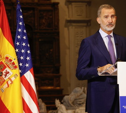 Su Majestad el Rey durante su intervención en la entrega del Premio a una Trayectoria Fulbright