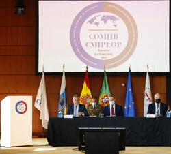 Su Majestad el Rey durante la clausura del primer encuentro de Ministros de Justicia de los países de habla española y portuguesa 