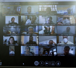 Videoconferencia con presidente del Cabildo de La Palma, el vicepresidente del Cabildo y consejero de Agricultura, Ganadería y Pesca, la consejera de 