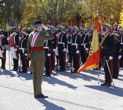 Su Majestad el Rey frente a la Enseña Nacional