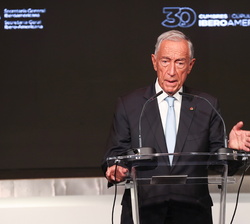 El presidente de la República Portuguesa, Marcelo Rebelo de Sousa, durante su intervención