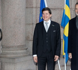 Su Majestad el Rey con el presidente del Parlamento de Suecia, Andreas Norlén
