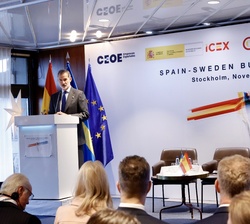 El Rey durante su intervención en el Seminario Empresarial