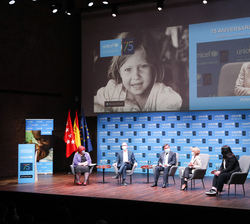 Fotografía de la mesa debate "Las alianzas indispensables para defender y promover los Derechos de la Infancia en la era post COVID-19"